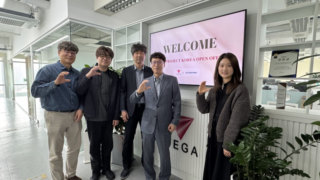 VEGA South Korea and Crestron leadership team celebrating the grand opening of new Seoul office in Gangnam, March 2026