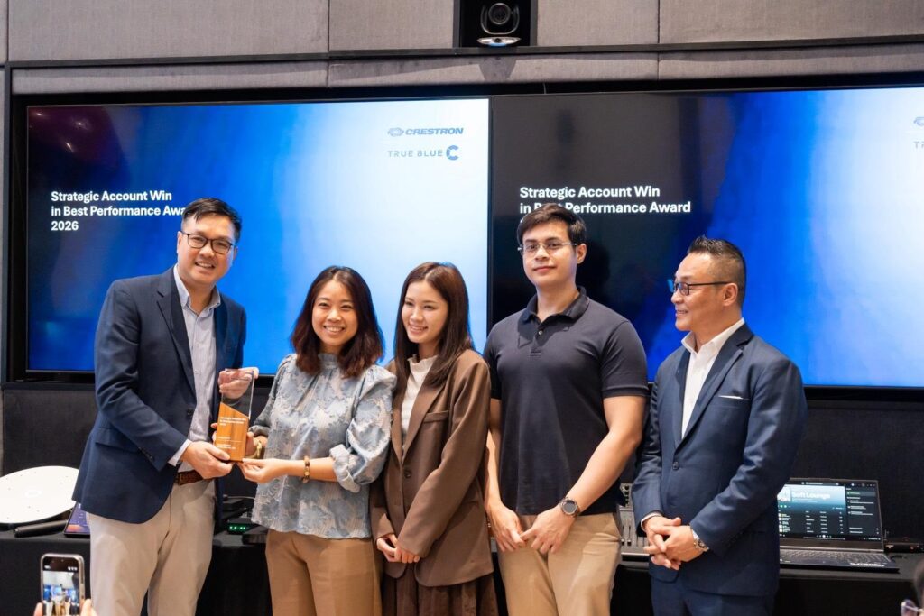 Vega Thailand team receiving two Crestron awards for AV excellence and best sales performance in 2026